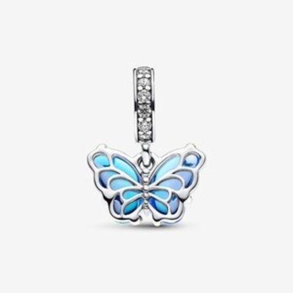 Pandora Blue Murano Glass Butterfly Dangle Charm